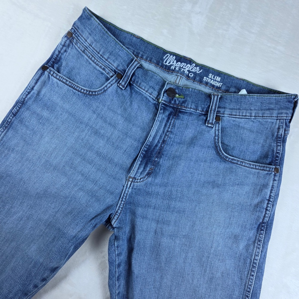 Wrangler Retro Slim Straight Jeans Men's 34x34 Medium Wash 1088MWZJK